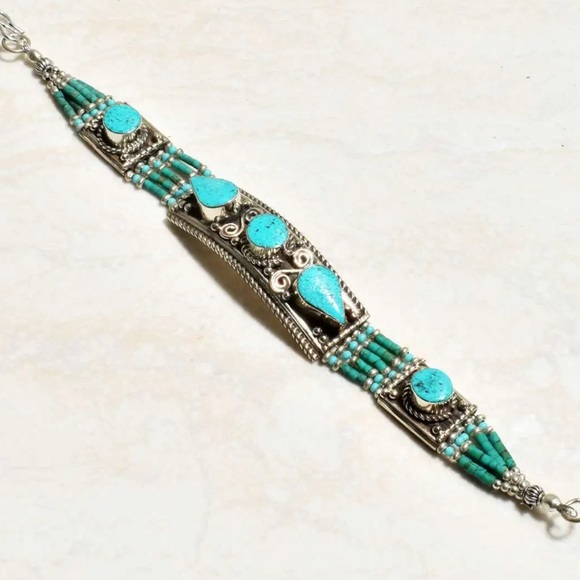 Tibetan silver gemstone ethnic bracelets - Picture 6 of 14